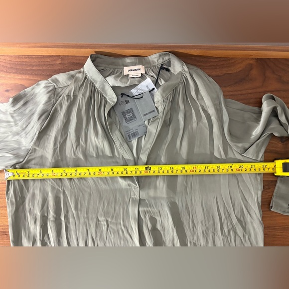 Zadig & Voltaire NWT. Tink Satin Blouse. Green. Sz M - Picture 9 of 13